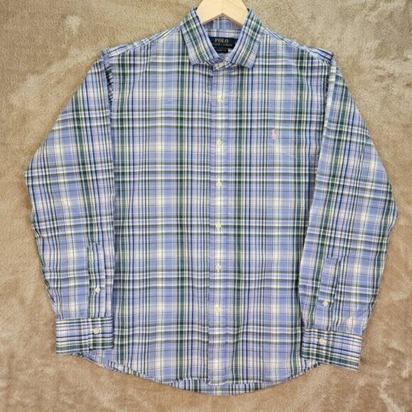 Polo Ralph Lauren Dress Shirt Classic Fit Long Sleeve Pink Pony Logo Mens Size L - Picture 2 of 10